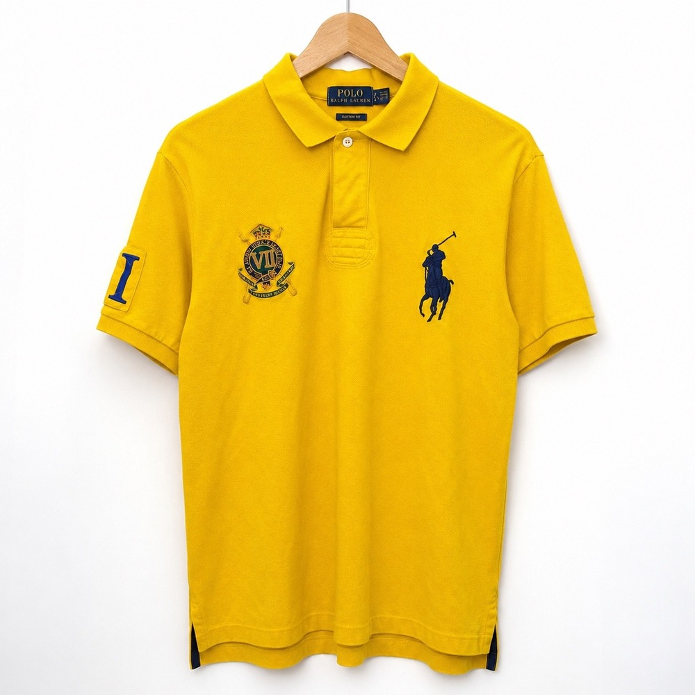Polo Ralph Lauren Mens XXL Yellow Big Pony Riders & Jockey Club Polo Shirt
